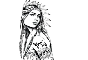 Female Native American side pose tattoo idea