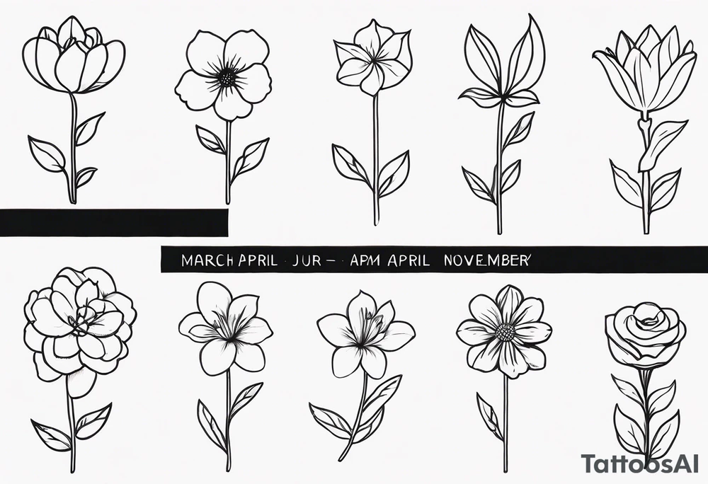 March April June November December birth flowers on infinity symbol tattoo idea