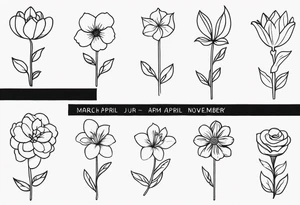 March April June November December birth flowers on infinity symbol tattoo idea