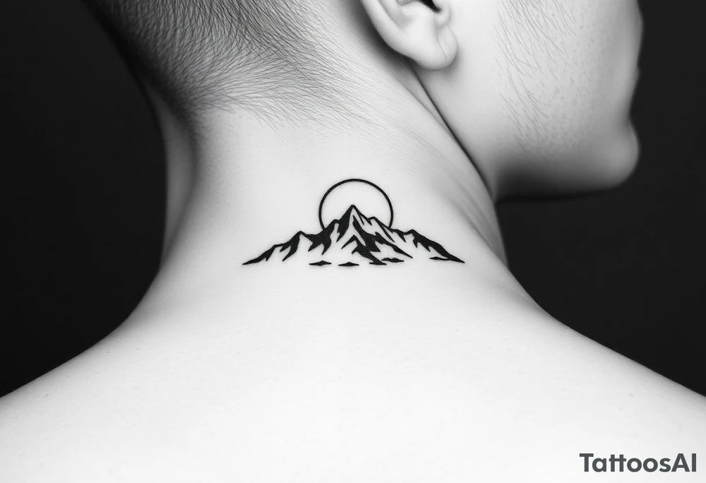 Mountains with rising sun tattoo idea