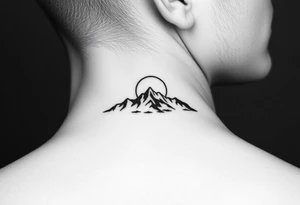 Mountains with rising sun tattoo idea
