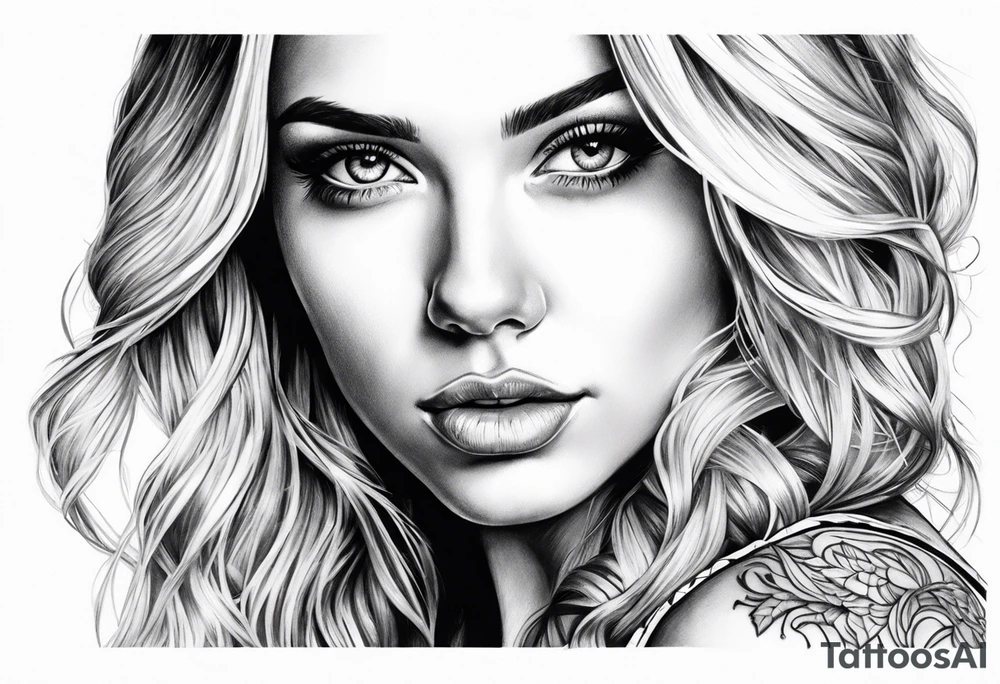 Young pretty blond woman tattoo idea
