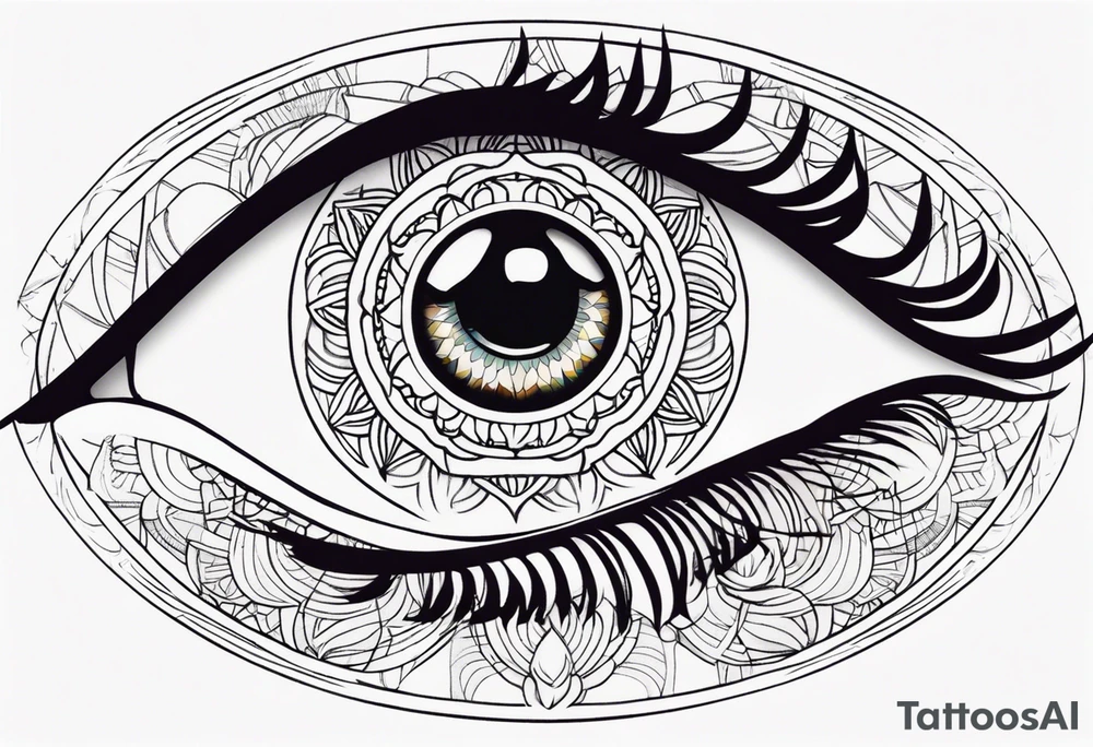 woman's eye with spiritual mandala iris tattoo idea