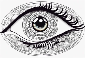 woman's eye with spiritual mandala iris tattoo idea