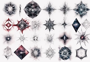 Macabre, abstract, acquarel, pigment, photon,  realistic, blood geometric fractal tattoo idea