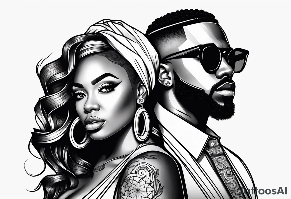 Black man and women together tattoo idea