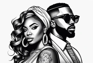 Black man and women together tattoo idea