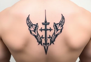 Tatuaż nad klatka piersiową, dwa kruki,  pomiędzy nimi islandzkie symbole, Mroczny tatuaż tattoo idea