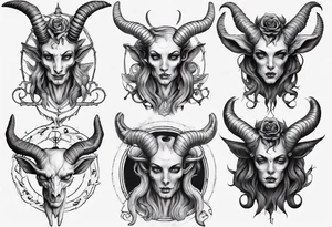 human like Baphomet friendly but dark and large no flowers tattoo idea