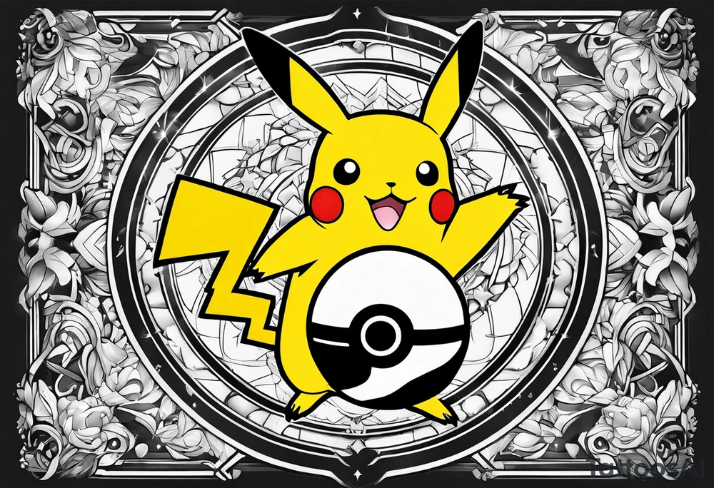 Pikachu in a pokeball tattoo idea