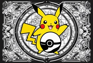 Pikachu in a pokeball tattoo idea
