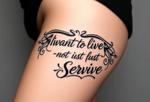 I wan't to live, not just survive in cursive tattoo idea