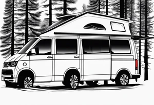 VW california t6 in Front of a pine tree tattoo idea