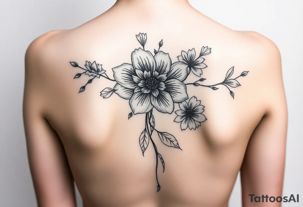 Flowers on your back woman tattoo idea