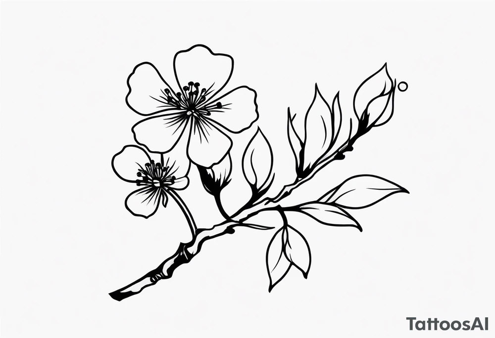 unique small feminine minimalist tattoo of sakura stick tattoo idea