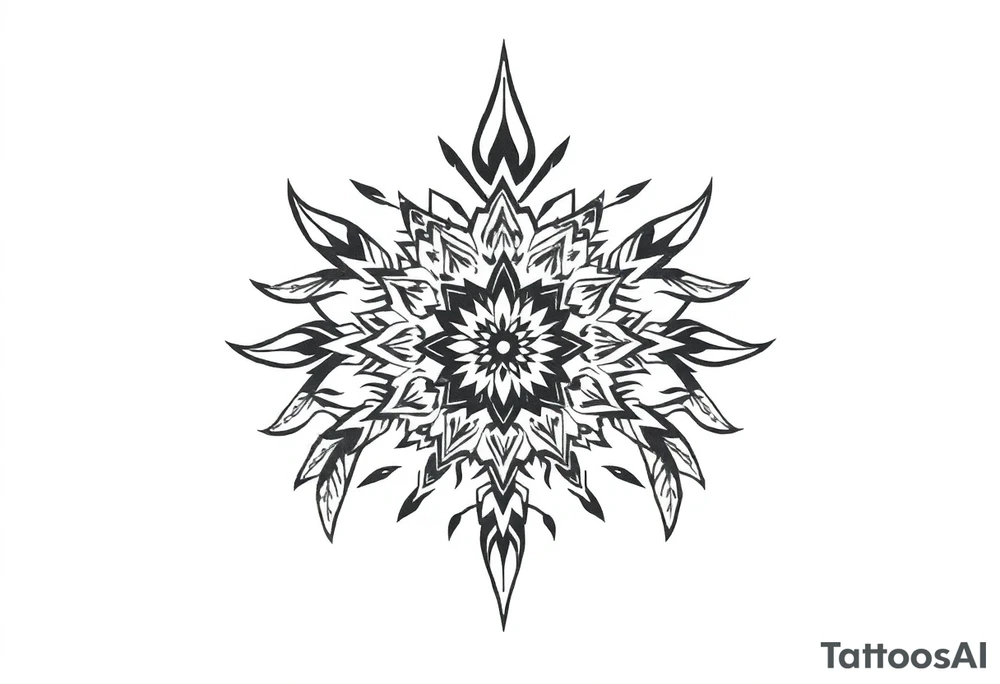 spiritual feather indian mandala shaman tattoo idea