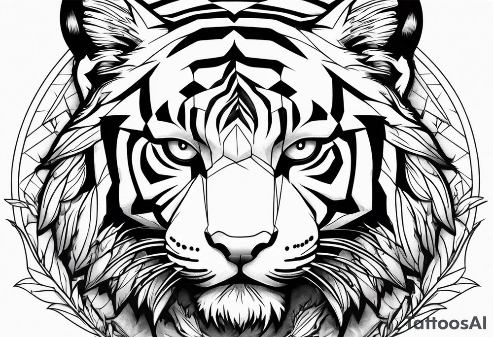 tiger and a hawk eye face together tattoo idea
