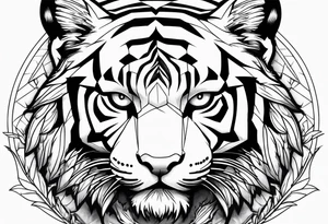 tiger and a hawk eye face together tattoo idea