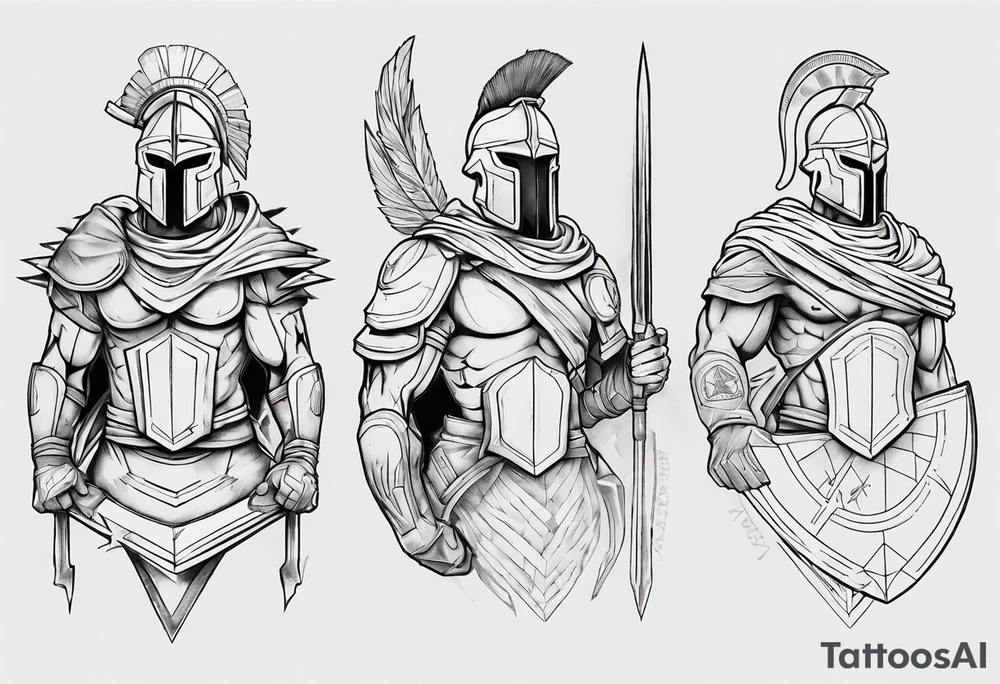 spartan soldier sleeve linework fine line linework tattoo idea spartan soldier sleeve linework fine line linework tattoo idea