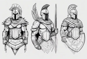 spartan soldier sleeve linework fine line linework tattoo idea