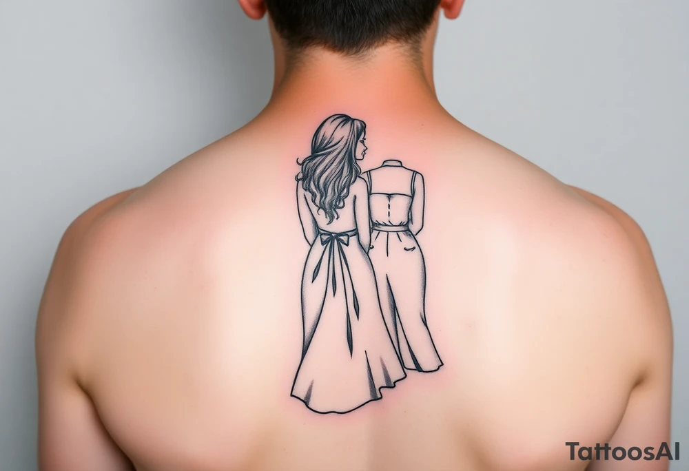 Two girls with dress sitting next tattoo idea