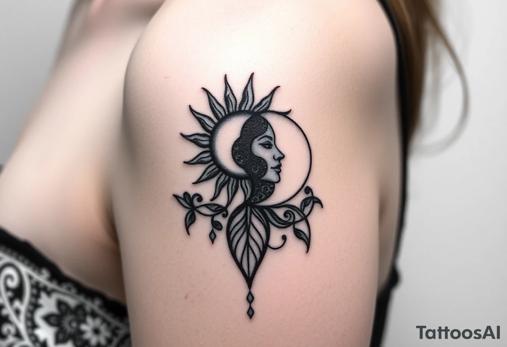 The sun and the moon cascading tattoo idea