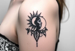 The sun and the moon cascading tattoo idea