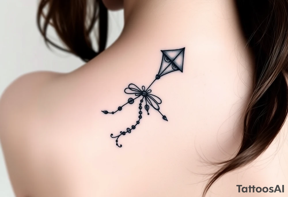 Dark Alice in wonderland kite tattoo idea