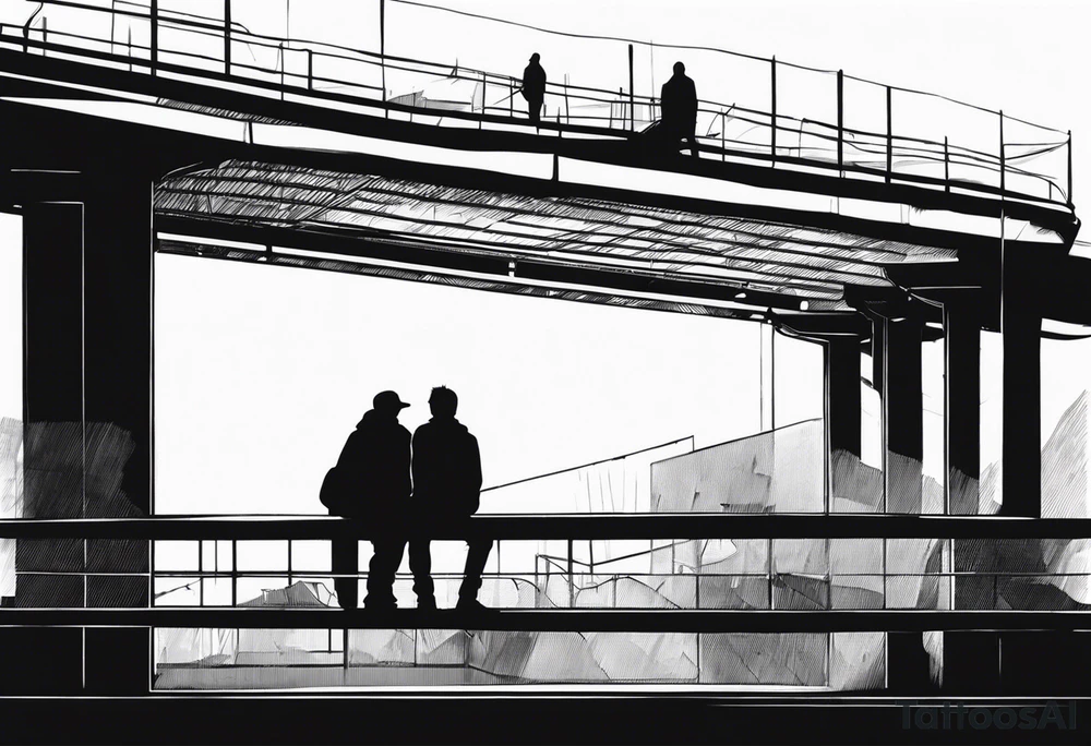 two silhouettes on top of an overpass tattoo idea