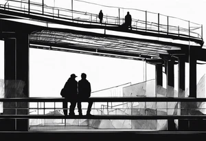 two silhouettes on top of an overpass tattoo idea