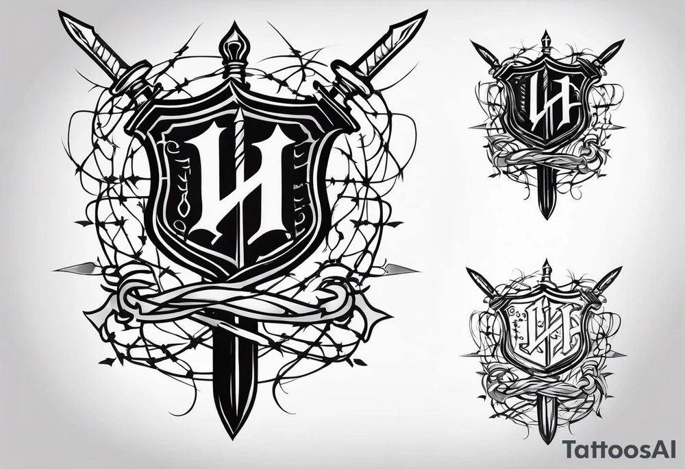 Valhalla
sword shield barbed  wire tattoo idea