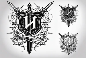 Valhalla
sword shield barbed  wire tattoo idea