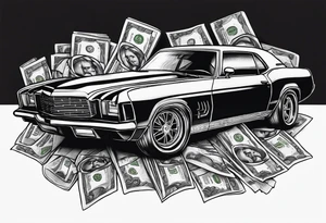 car and money tattoo idea