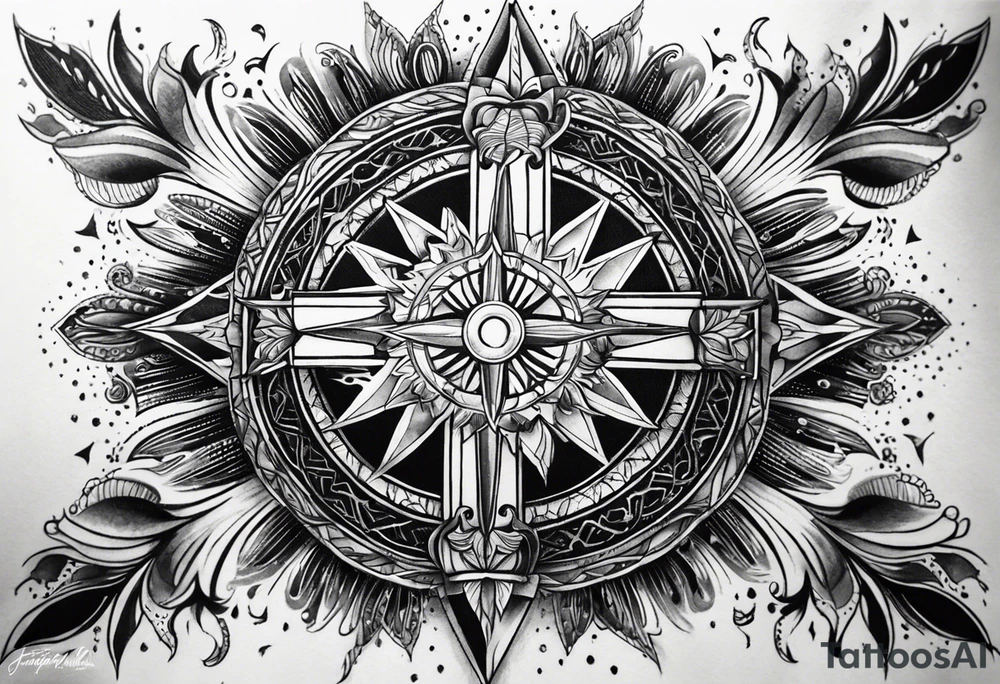 Forearm tattoo cross with rays of sun, 08/21/2024 in with Jeremiah 29:11 tattoo idea