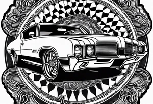 1970 442 Oldsmobile inside a circle tattoo idea