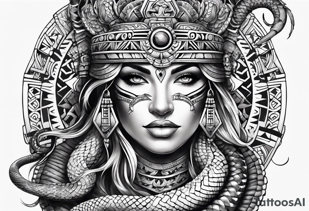 aztec snake sleeve tattoo idea