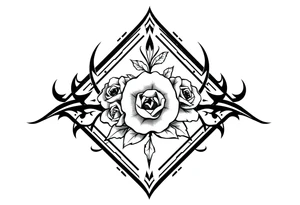 Small Roses filing the inside of an elongated diamond shape tattoo idea