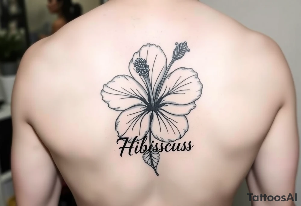 Hibiscus flower with the name Hibiscus tattoo idea