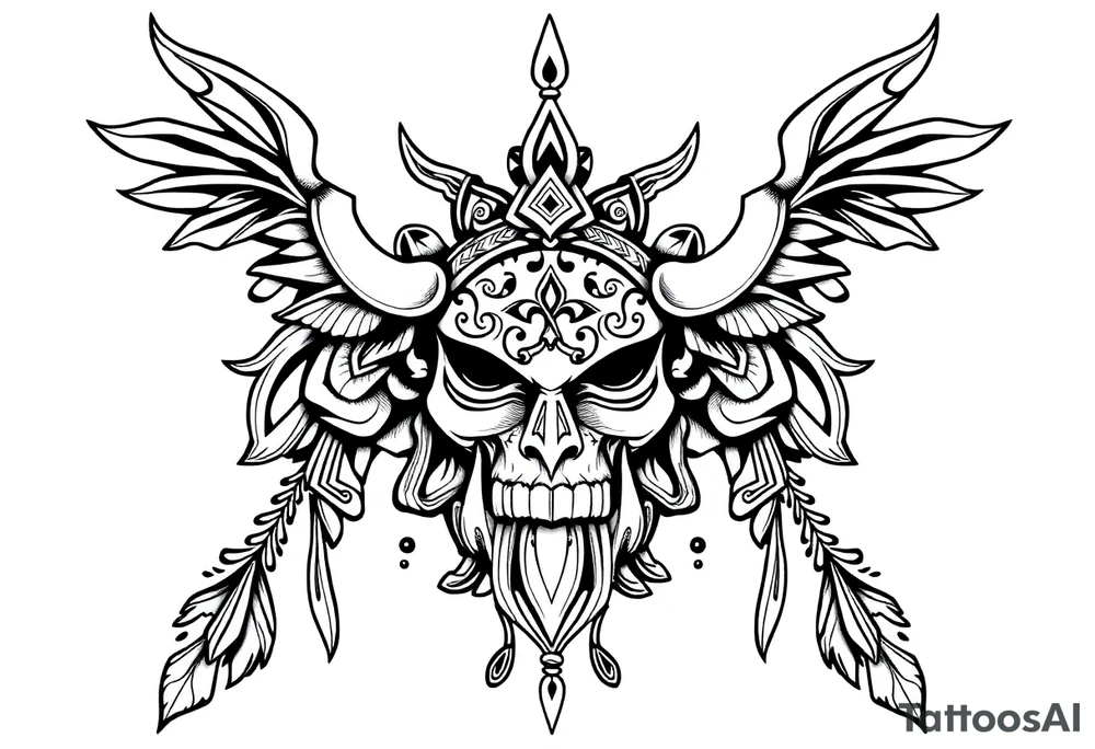 mytical shaman style ornametn with ancient rhyme tattoo idea