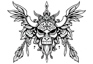 mytical shaman style ornametn with ancient rhyme tattoo idea