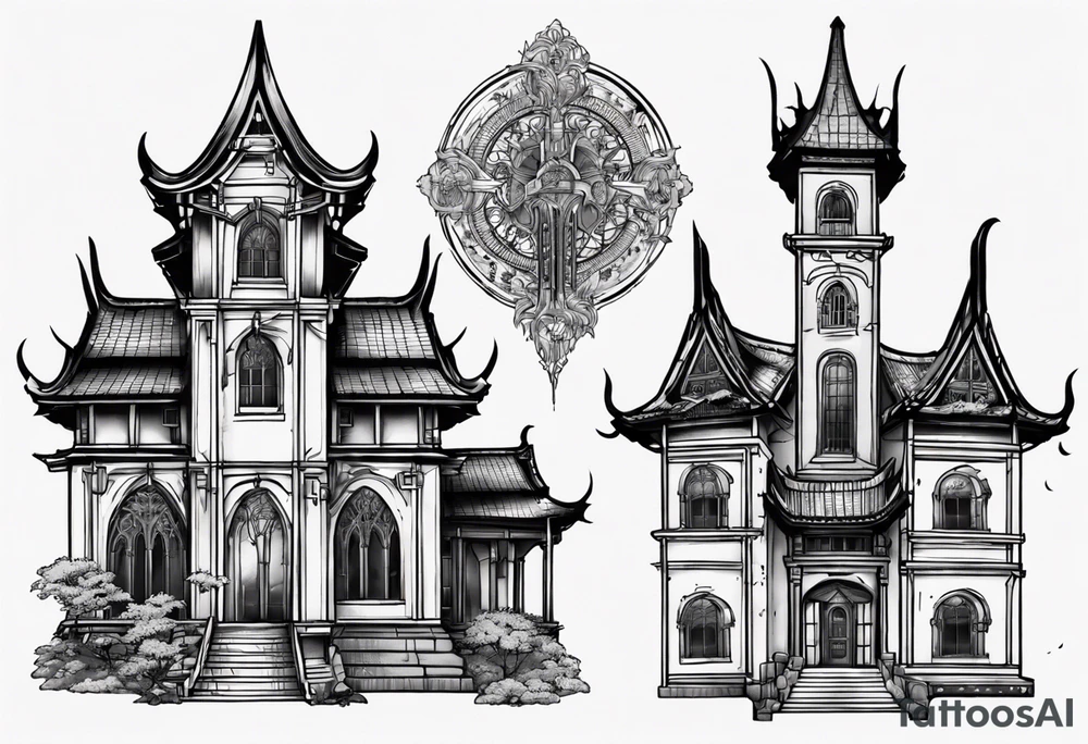 Gothic building tattoo idea