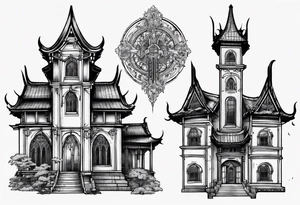 Gothic building tattoo idea