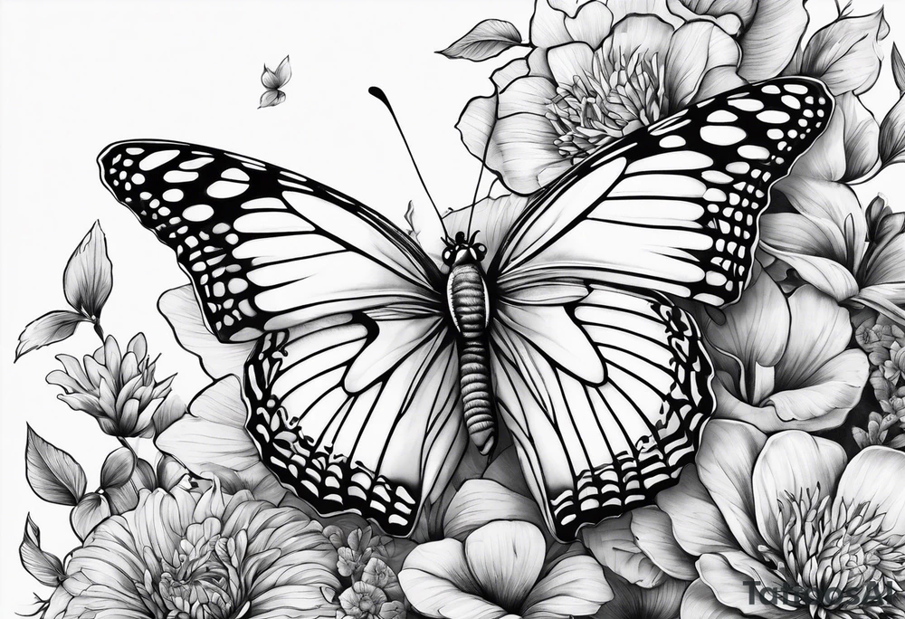 Butterflies and oceans tattoo idea