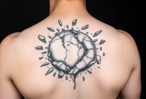 A shattered earth some pieces are crumbling off the Earth tattoo idea