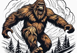 leaping sasquatch tattoo idea