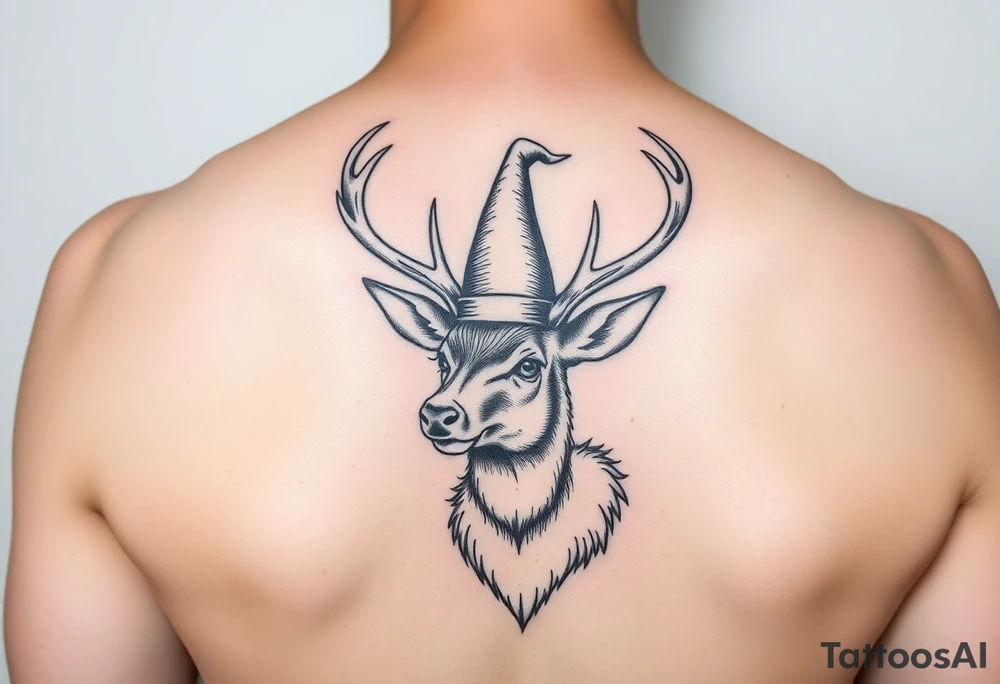 Deer wearing a magic hat tattoo idea