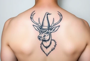 Deer wearing a magic hat tattoo idea