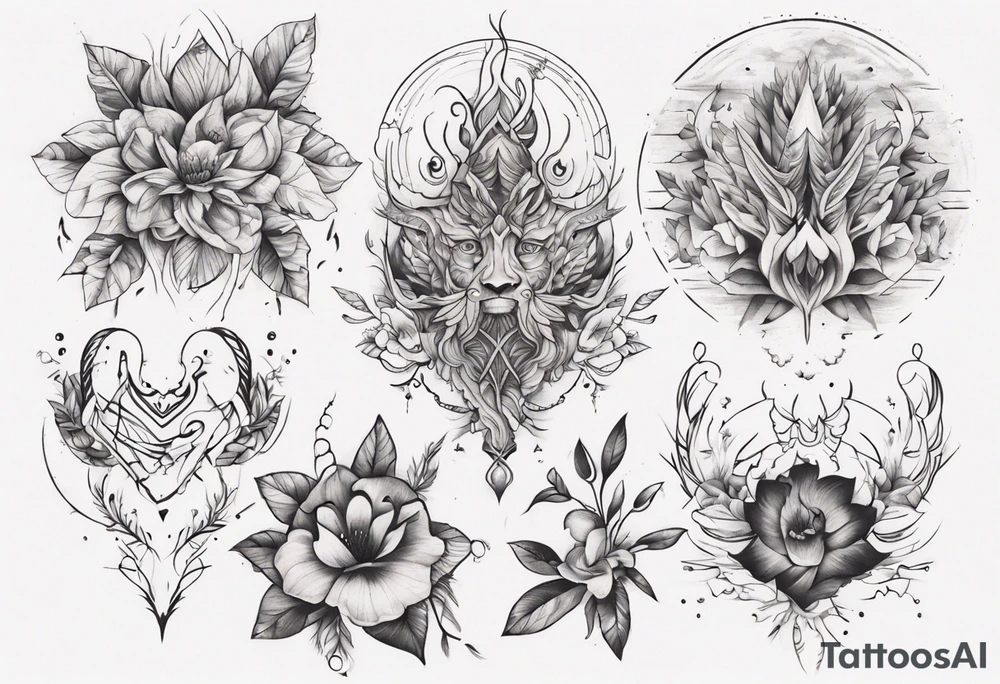 Back tattoo fine line with nature and some
Colors tattoo idea