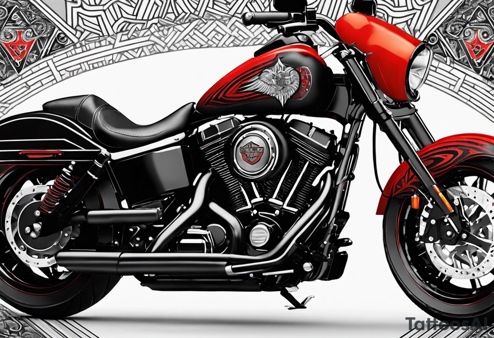 Arm sleeve, black, gray, silver, red, tribal, fire, motorcycle, Harley Davidson, Folkstyle wrestling tattoo idea