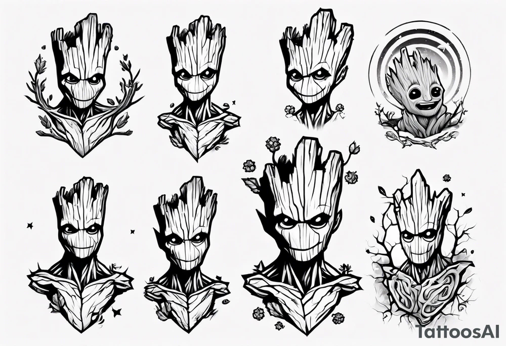 Groot half sleeve tattoo idea